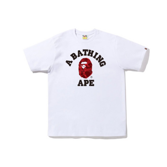 Tricou Bape ABC Camo – Alb/Rosu