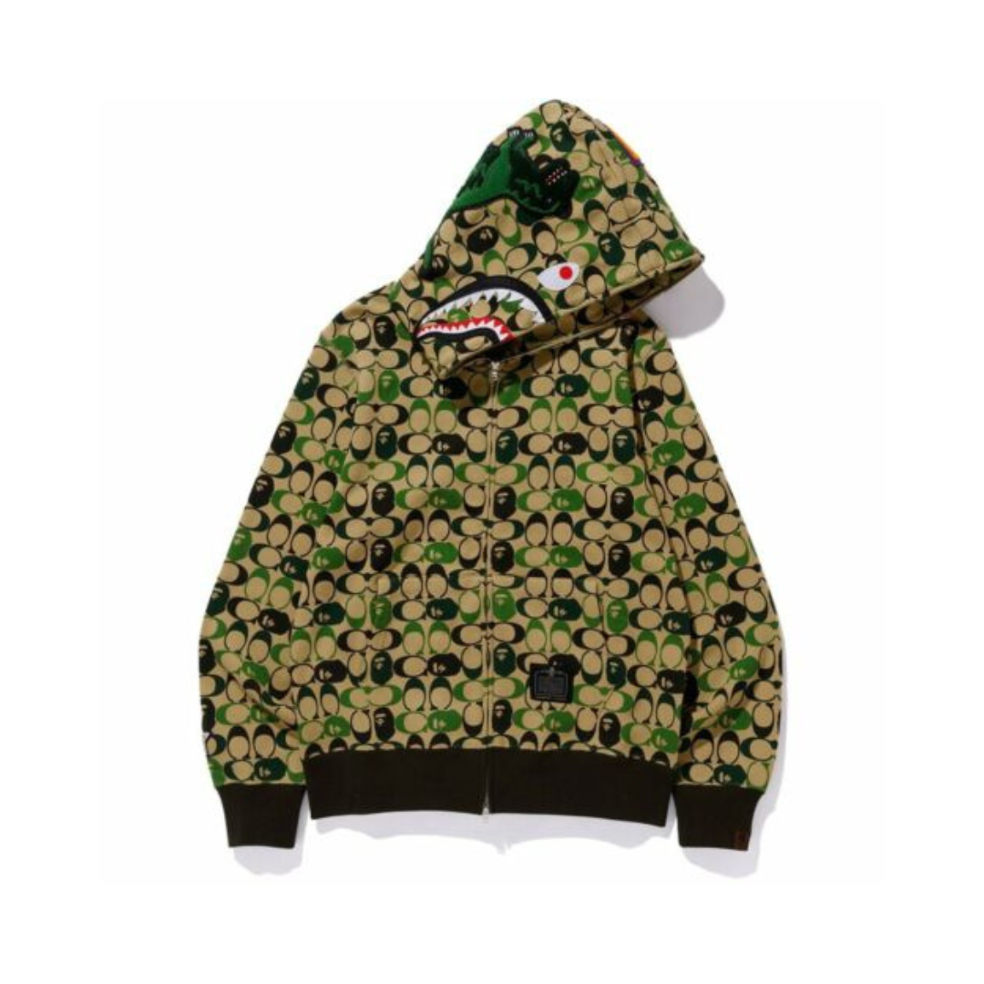 Hanorac Cu Gluga BAPE x Coach Shark Full Zip – Verde