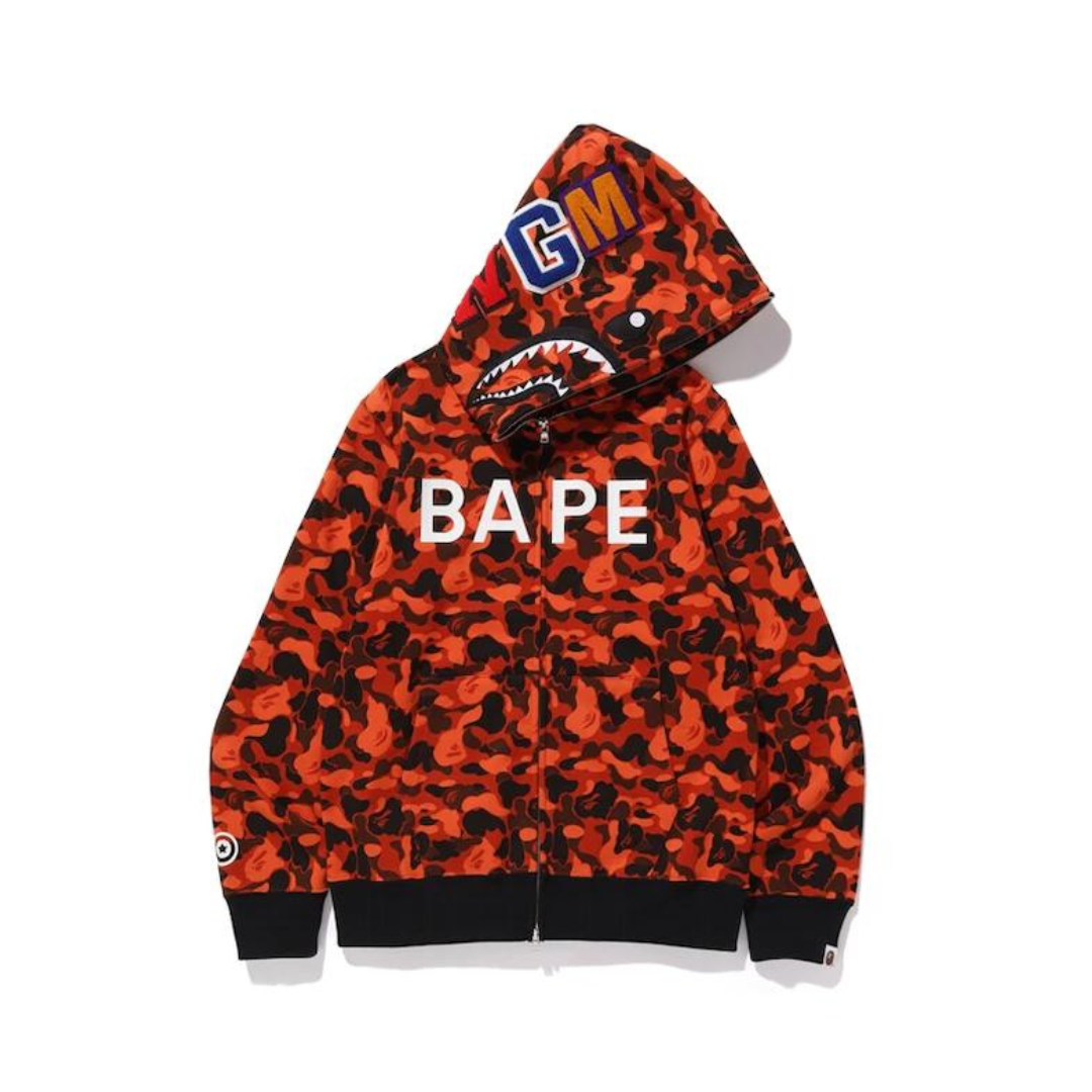 Hanorac Cu Gluga BAPE x XO Camo Shark Full Zip – Rosu